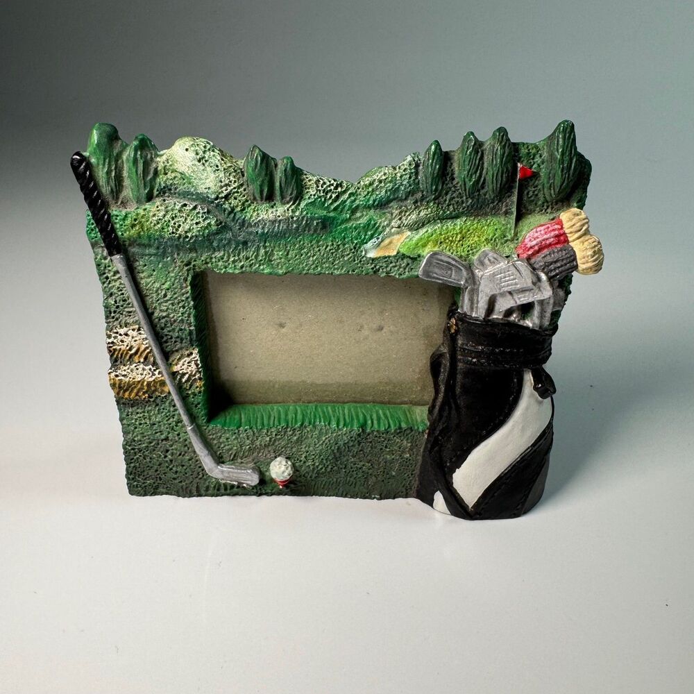 Vintage 3D Golf Picture Frame 3.5" Golfing Bag Clubs Ball Tee Sports Decor Da